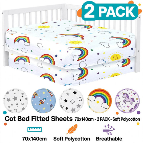 Pack cot bed fitted sheets - bed,