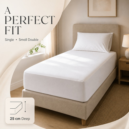 White single fitted - fitted, sheet